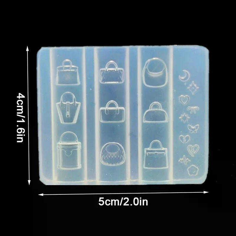 1 Pcs 3D Cute Cartoon Bag Shape Nail Art Decoration Mold Diy Silicone Transparent Nail Art Templates Nail Mold Nail Charms Gift Peaceful Pleasures Health and Wellness