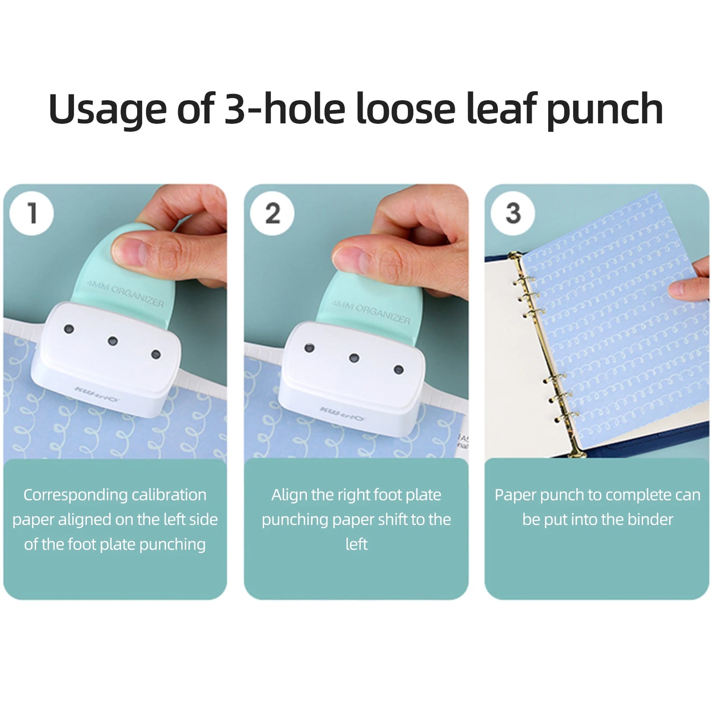 Adjustable 3-Hole Punch A5 A6 A7 Loose-Leaf Planner | 8 Sheet
