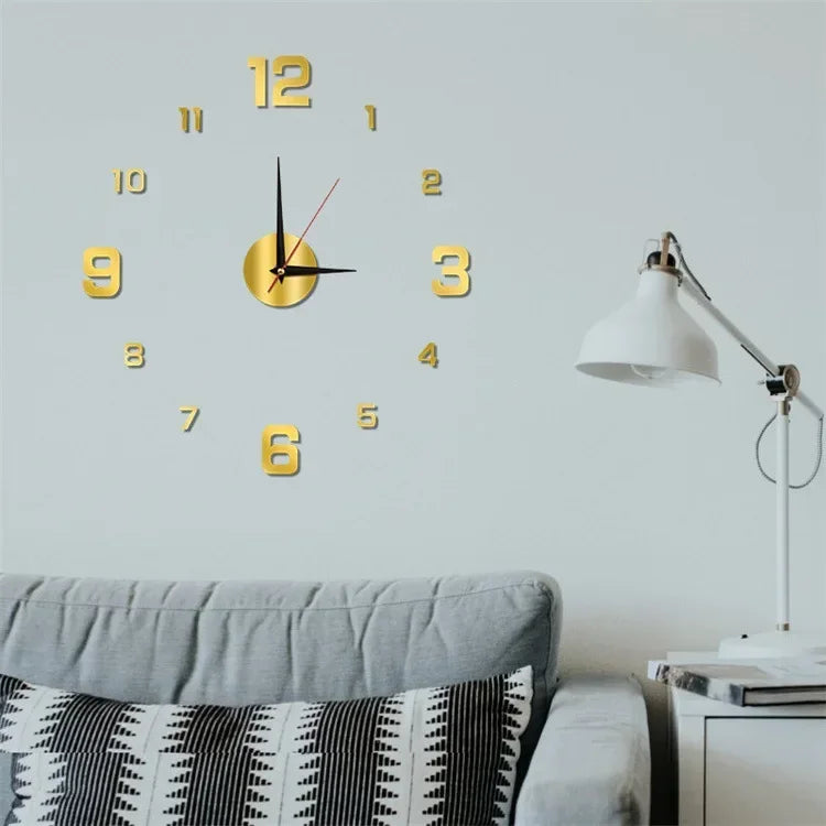 3D Luminous Wall Clock Frameless Acrylic DIY Digital Clock Wall Stickers Mute Clock for Living Room Bedroom Office Wall Decor Peaceful Pleasures Health and Wellness Gold-not glowing 40CM