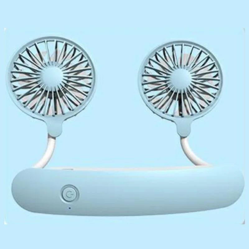 Summer Lazy sports charging neck hanging fan Mini Neck Hanging Fan Hands USB Neckband Fan for Sports Home Office Travel outdoor Peaceful Pleasures Health and Wellness Blue