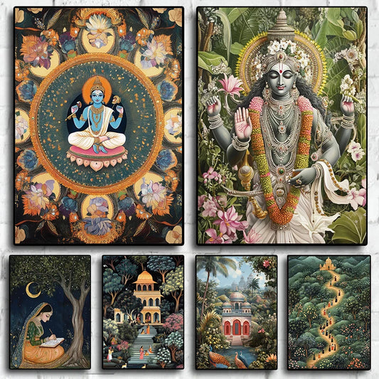 Hindu God Forest Temple Canvas Wall Art | Spiritual Indian Decor Canvas Wall Art Peaceful Pleasures Health and Wellness