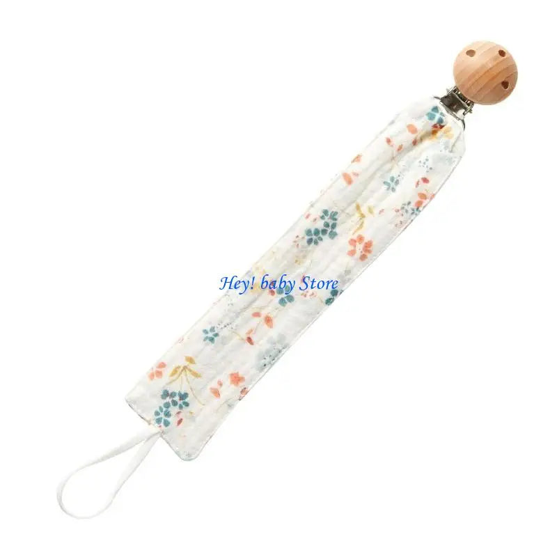 Baby Pacifier Clip Chain | Cotton & Wood Holder for Newborns