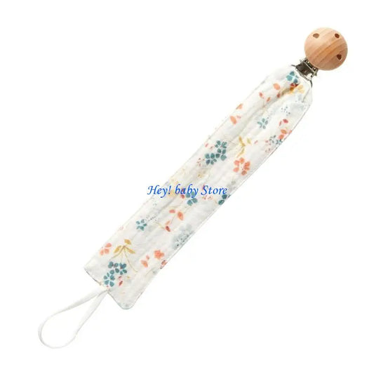 Baby Pacifier Clip Chain | Cotton & Wood Holder for Newborns Pacifier Clip Holder Peaceful Pleasures Health and Wellness Flowers China Mainland