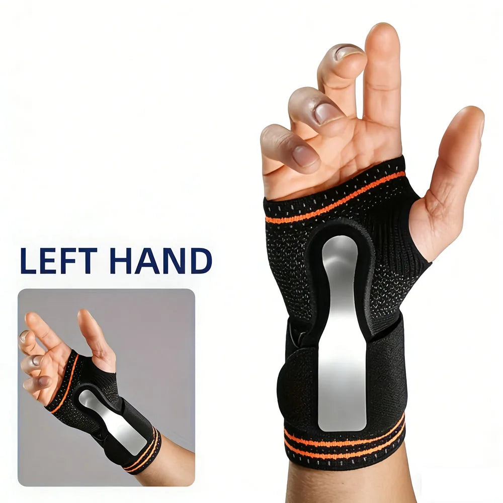 1pc Wrist Palm Support with Removable Metal Stays and Straps, Adjustable Brace Right Left Hand for Women And Men Peaceful Pleasures Health and Wellness Black-Left XL
