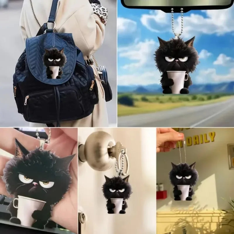 1pc Funny Black Cat Key Chain Multifunction Charm Cute Cartoon Kitten Pendant Car & Holiday Party Gifts Decorations Peaceful Pleasures Health and Wellness