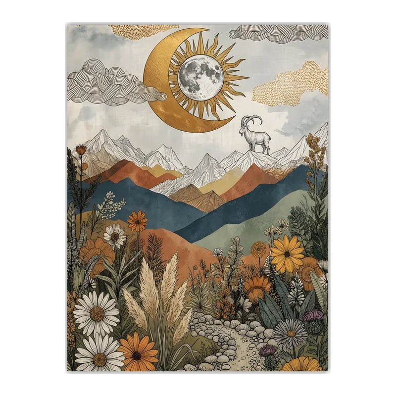 Boho Landscape Canvas Wall Art – Western Mountain Print Décor Canvas Wall Art Peaceful Pleasures Health and Wellness