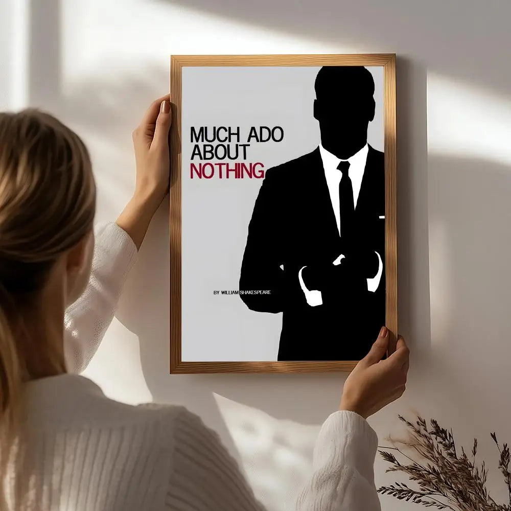 Drama M-Much Ado About Nothing Poster HD Self Adhesive Waterproof Wall Art Ideal for Home Office Dorm Bedroom Great Gift Peaceful Pleasures Health and Wellness White2 50X70cmNoframe