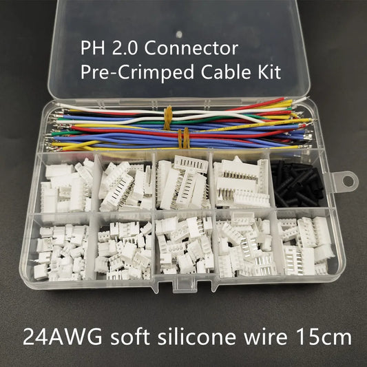 2.0mm PH Connector Socket Kit with Pre-Crimped Soft silicone Wire 2/3/4/5/6/7/8/9/10 Pin Housing Male Female JST Adapter Cable Peaceful Pleasures Health and Wellness Default Title