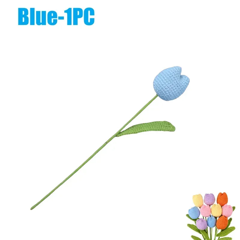 Handmade Crochet Tulip Single Stem Knitted Flower – Home Decor