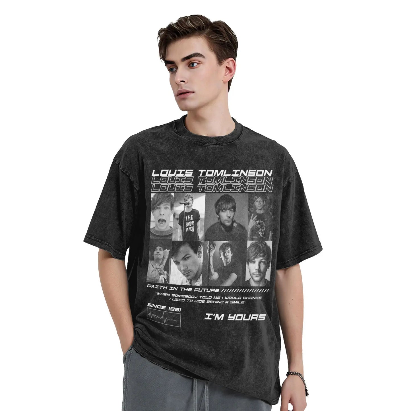Louis Tomlinsons T Shirts Men's 100% Cotton Cool T-Shirt Round Collar I'm Yours Tees Short Sleeve Tops Summer Peaceful Pleasures Health and Wellness