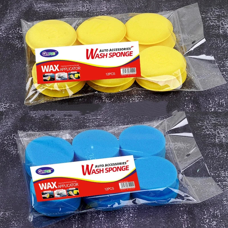 12-Pack Round Car Waxing Sponge Set | High-Density Polish Sponges