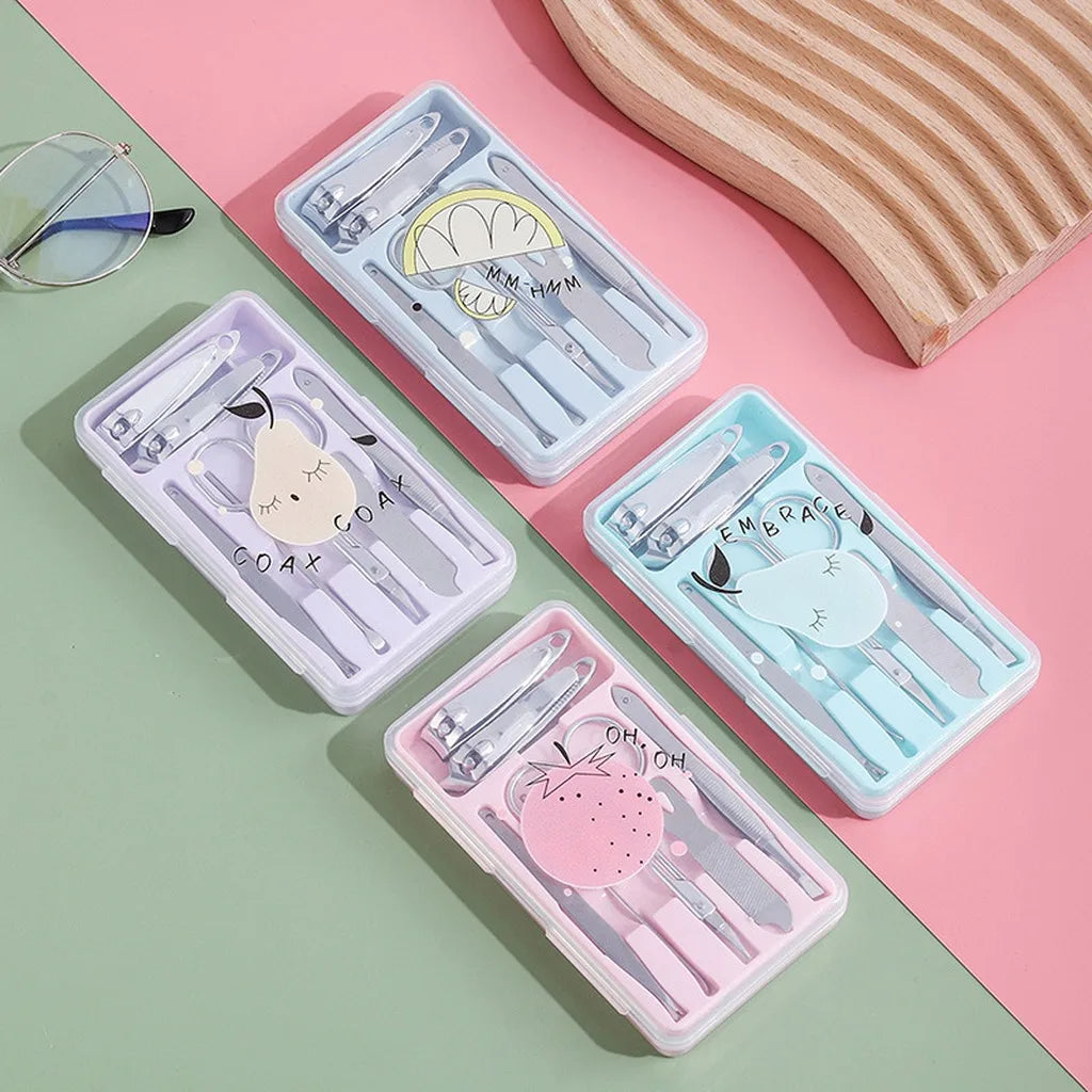 7-Piece Cute Cartoon Manicure Kit – Stainless Steel Nail Care Set
