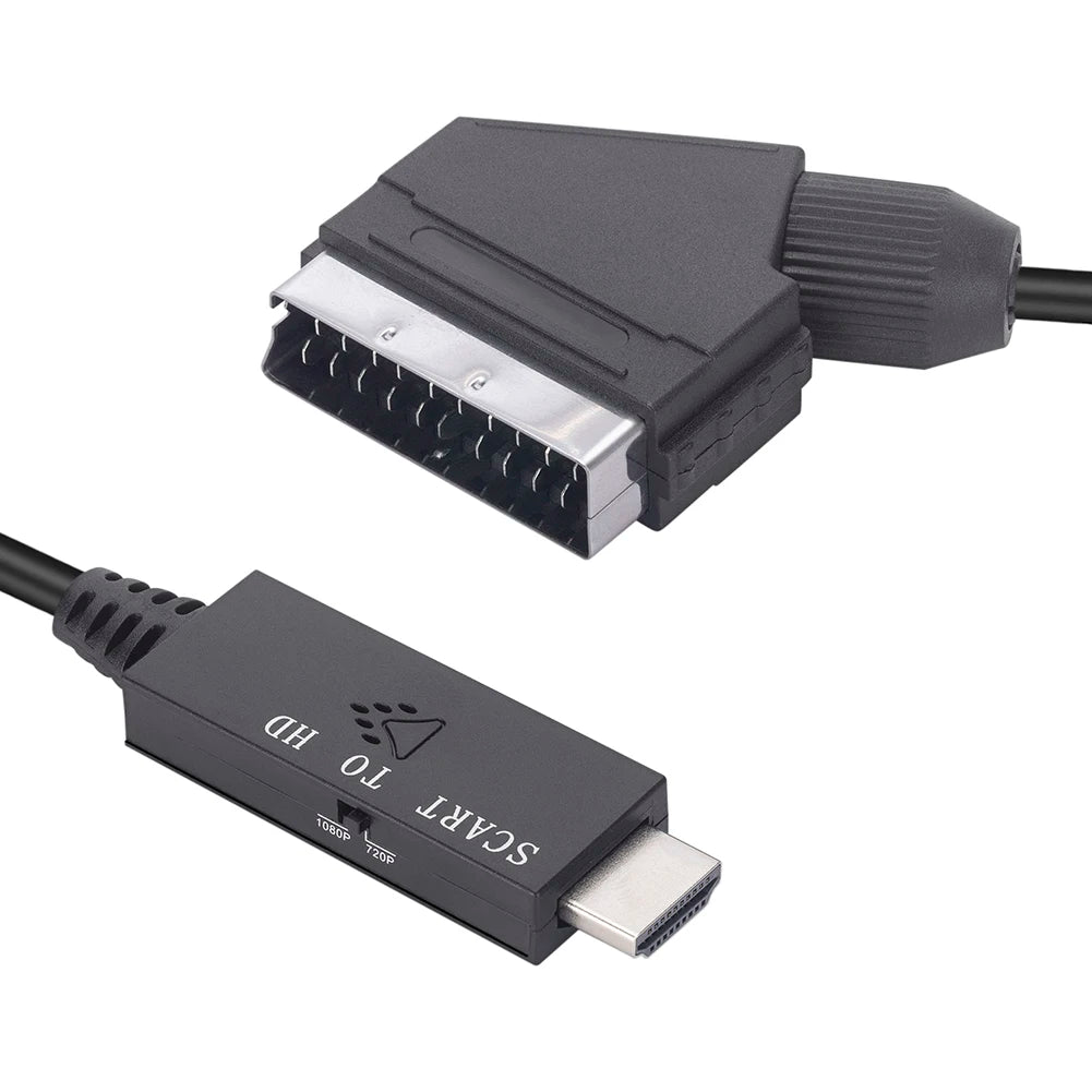 SCART to HDMI-compatible Converter Cable Video Audio Converter Adapter Scart in HDM Out Suport 720P/1080P Switch for HDTV DVD Peaceful Pleasures Health and Wellness