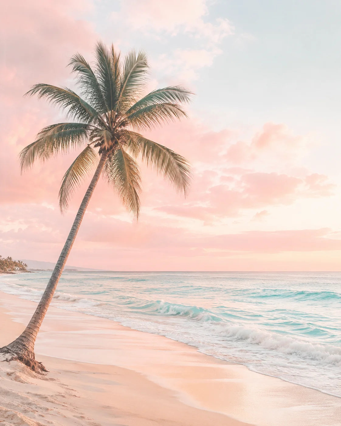 Nordic Coastal Beach Wall Art Pink Sunset Canvas Painting Tropical Ocean Palm Tree Poster Print Living Room Decor Peaceful Pleasures Health and Wellness 03 40x60cm No Frame China Mainland