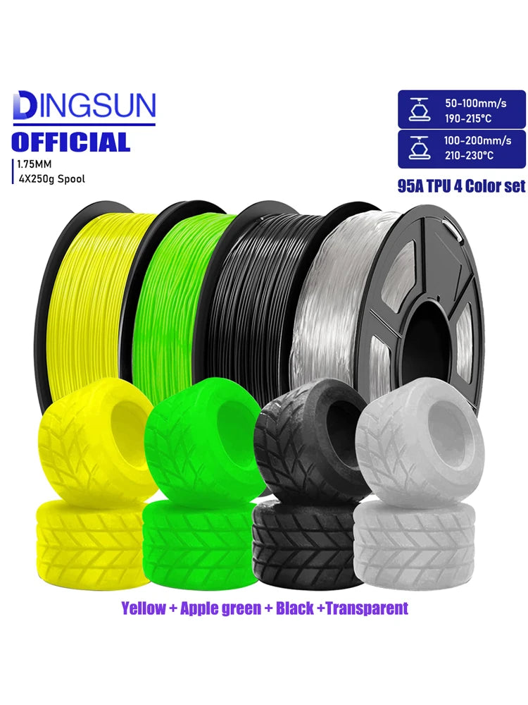 95A Flexible TPU Filament 1.75mm – FDM 3D Printer | DINGSUN 3D