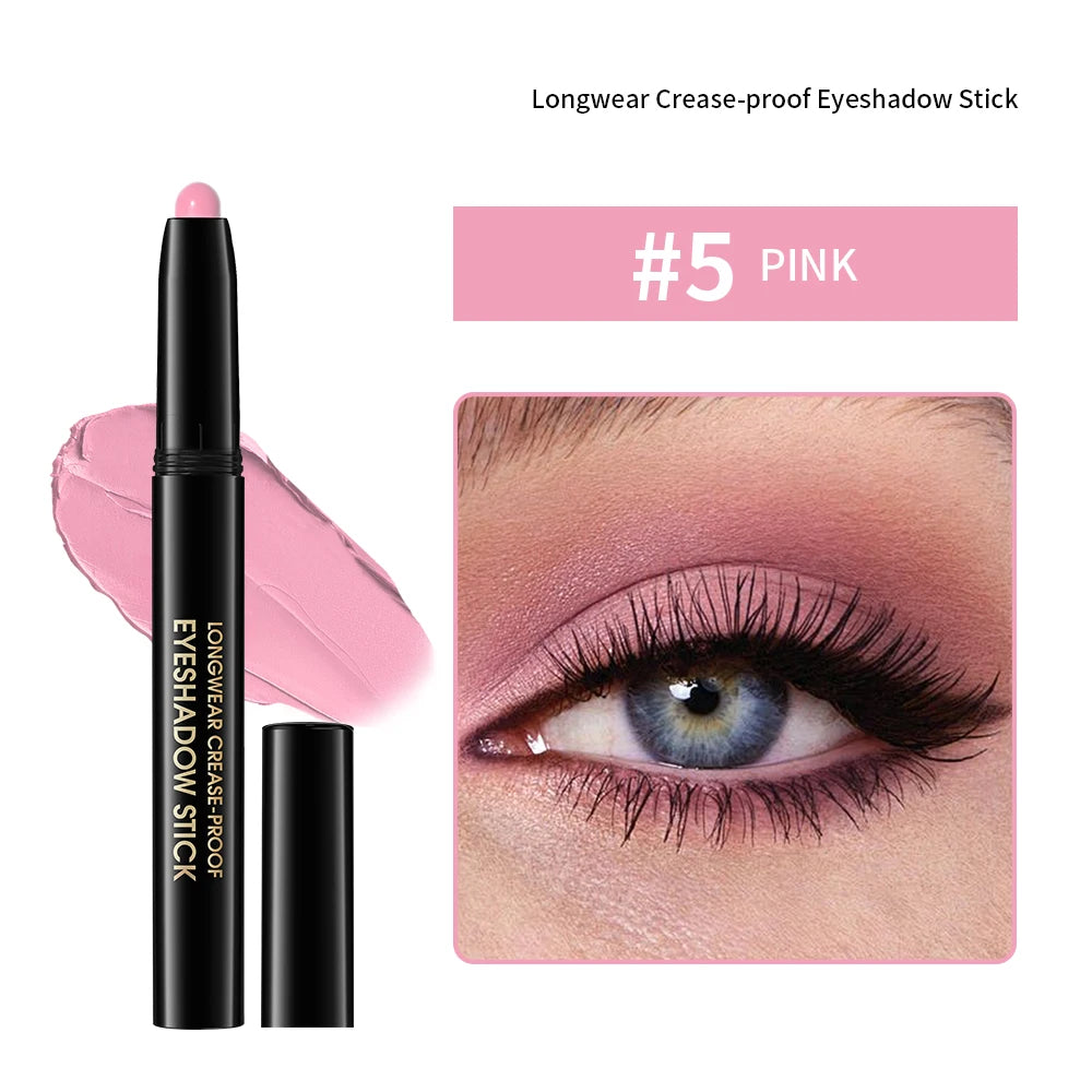10 Colors Glitter Eyeshadow Stick 10 Counts Highlighter Eye Shadow Stick Set Colorful Eyeshadow Pencil Crayon Eyeliner Cosmetic Peaceful Pleasures Health and Wellness 5 PINK MATTE