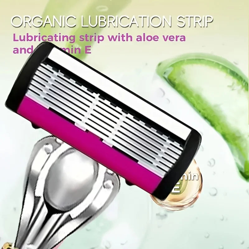 Men's 6-Layer Manual Razor with Replaceable Blade Refills