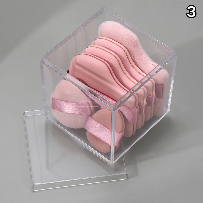 6Pcs/Set Pink Powder Puff Mini Thumb Powder Puff Concealer Blusher Dry And Wet Makeup Soft Skin-friendly Flocking Air Cushion Peaceful Pleasures Health and Wellness 3