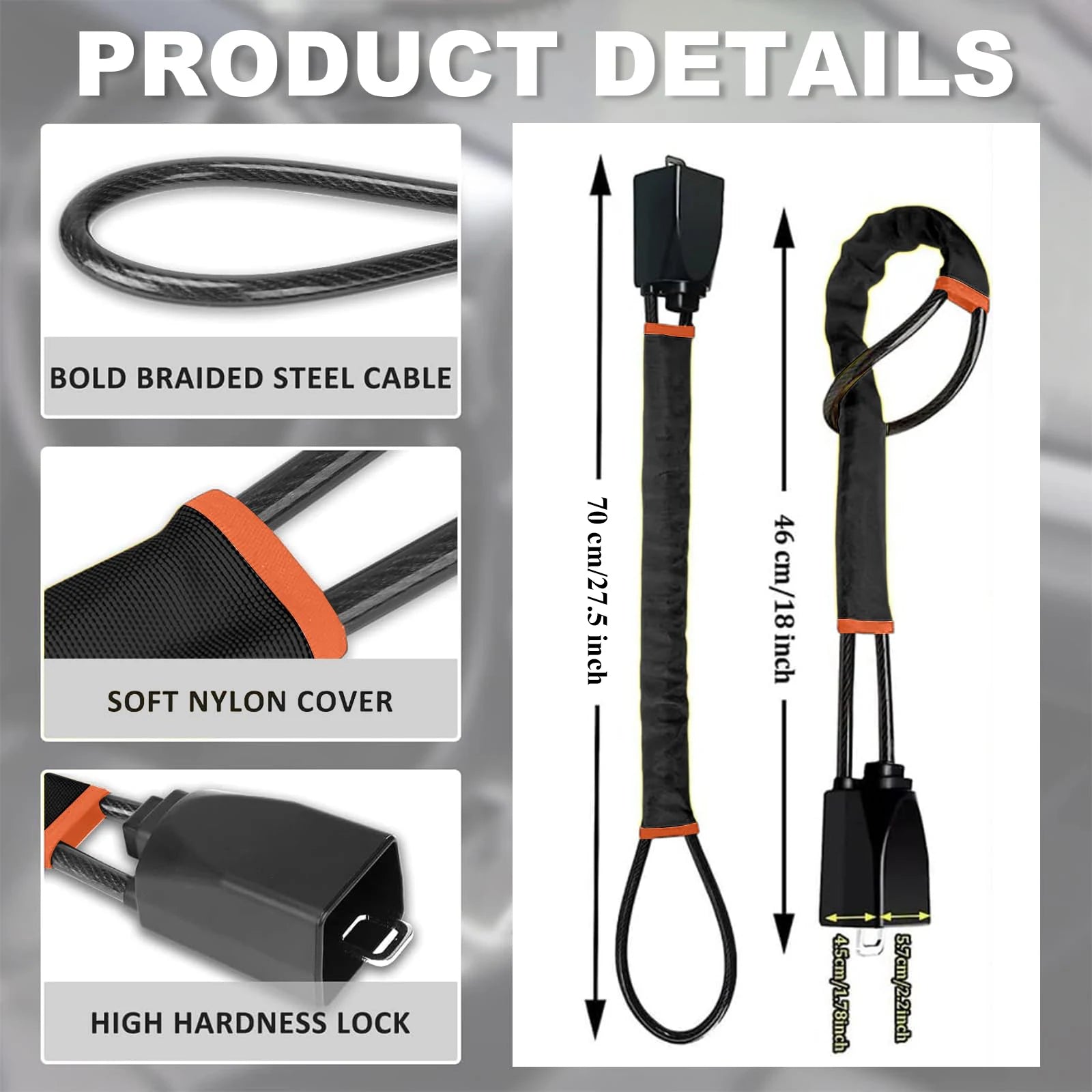 Universal Anti-theft Device Car Steering Wheel Lock Safety Belt Buckle Lock Steel Cable Lock Steel Wire Rope Lock Car Security Peaceful Pleasures Health and Wellness