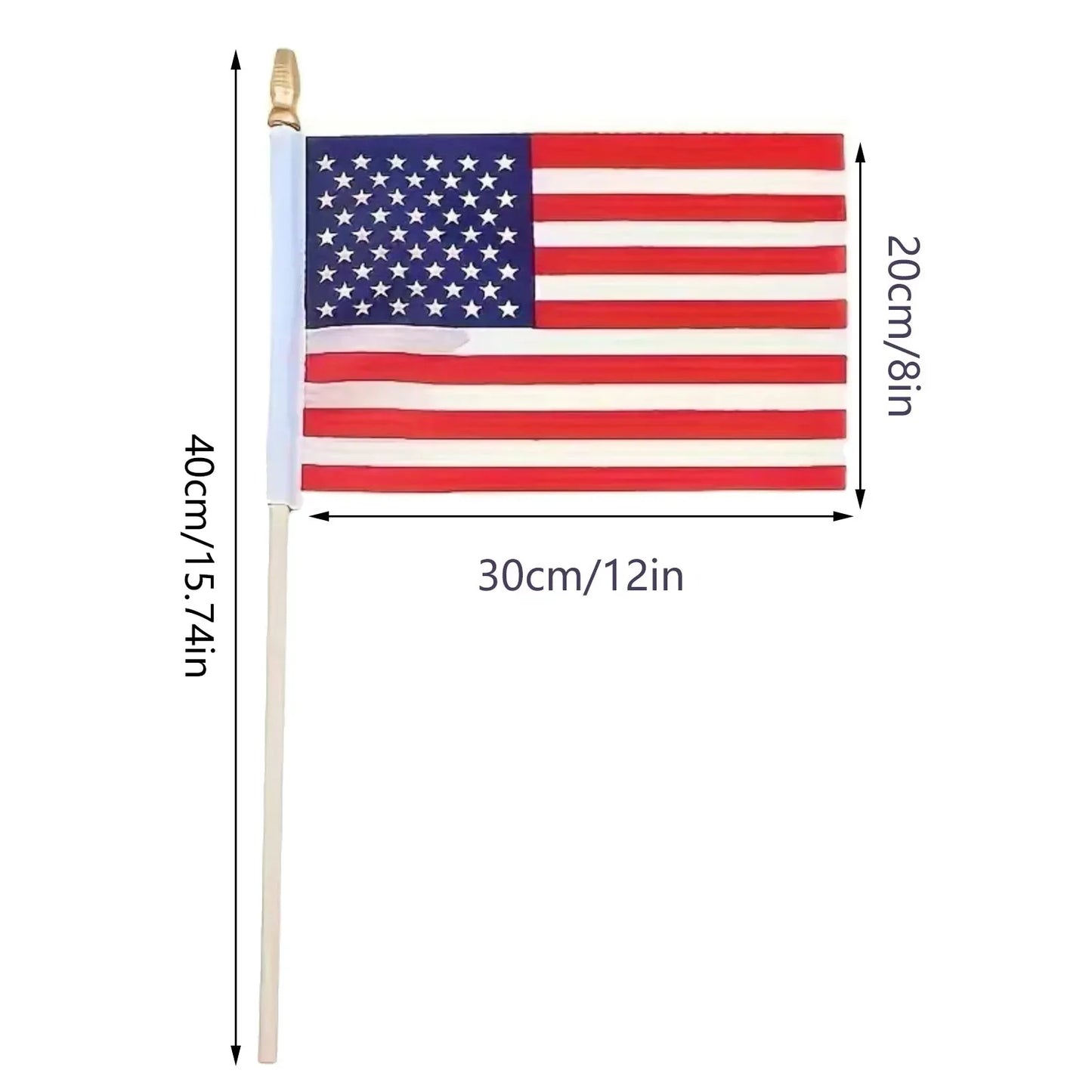 USA Hand Waving Flags 20x30cm Double-Sided Polyester – 12 Pack