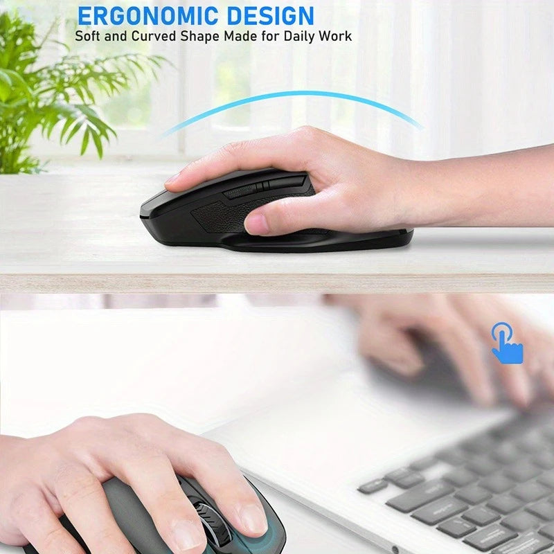 E-YOOSO 2.4G Wireless Ergonomic Mouse with Built-in USB Receiver, 5-Level 4800 DPI Portable Optical Mouse for PC Laptop Computer Peaceful Pleasures Health and Wellness