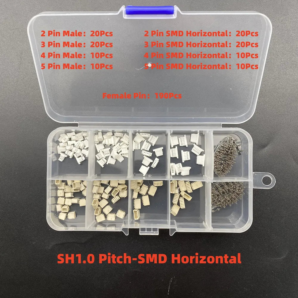 1Box JST SH1.0/1.25mm/PH 2.0/SM/SYP/XH 2.54mm/KF2510/VH 3.96mm Pitch Terminal Kit Male Female Housing Pin Header JST Connector Peaceful Pleasures Health and Wellness SH 1.0mm Horizontal