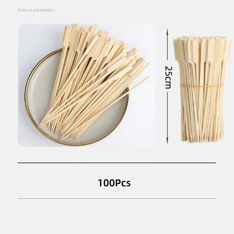 100/200PC Disposable Bamboo Skewer Sticks – BBQ, Fruit & Party
