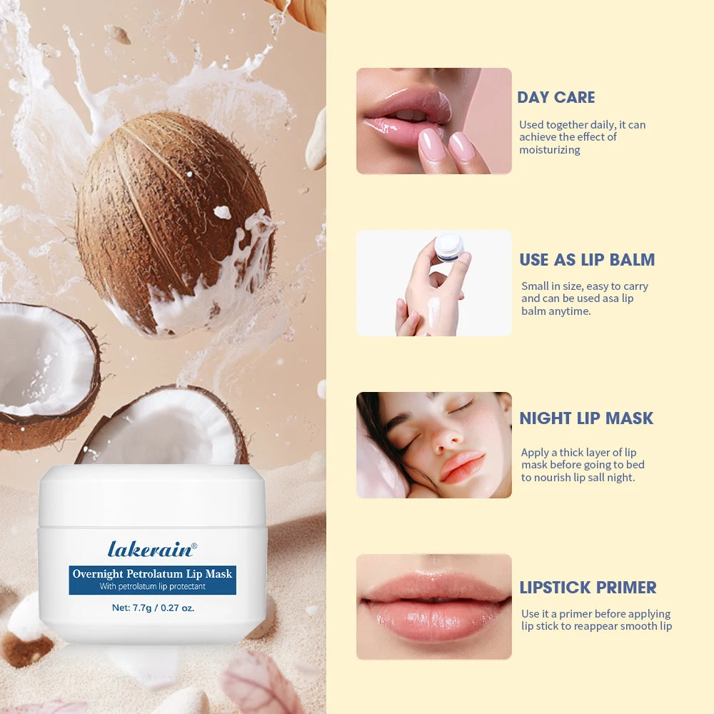 Overnight Petrolatum Lip Mask Long-lasting Moisturizing Nourishing Repair Improve Dry Lips Reduce Wrinkles Hydration Lip Balm Peaceful Pleasures Health and Wellness