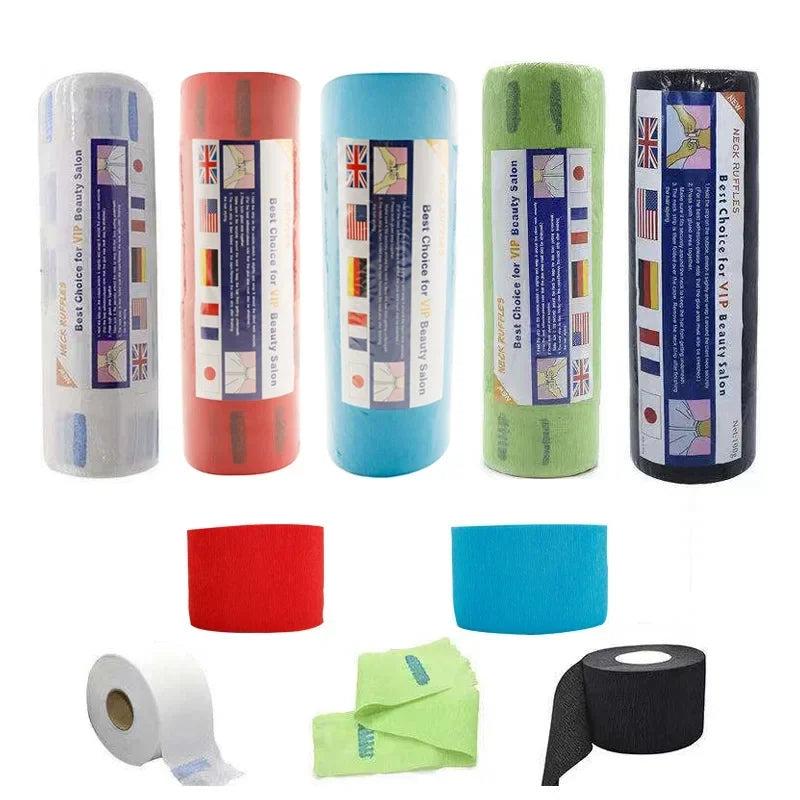 100PCS Disposable 1 Roll Hair Cutting Accessory Neck Paper Adjustable Barber Dedicated Salon Hairdressing White Neck Strips Peaceful Pleasures Health and Wellness