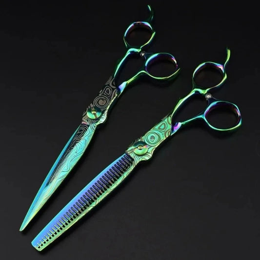Professional Green JP440c Steel 7 '' Damask Pattern Hair Scissors Haircut Thinning Barber Cutting Shears Hairdresser Scissors Peaceful Pleasures Health and Wellness