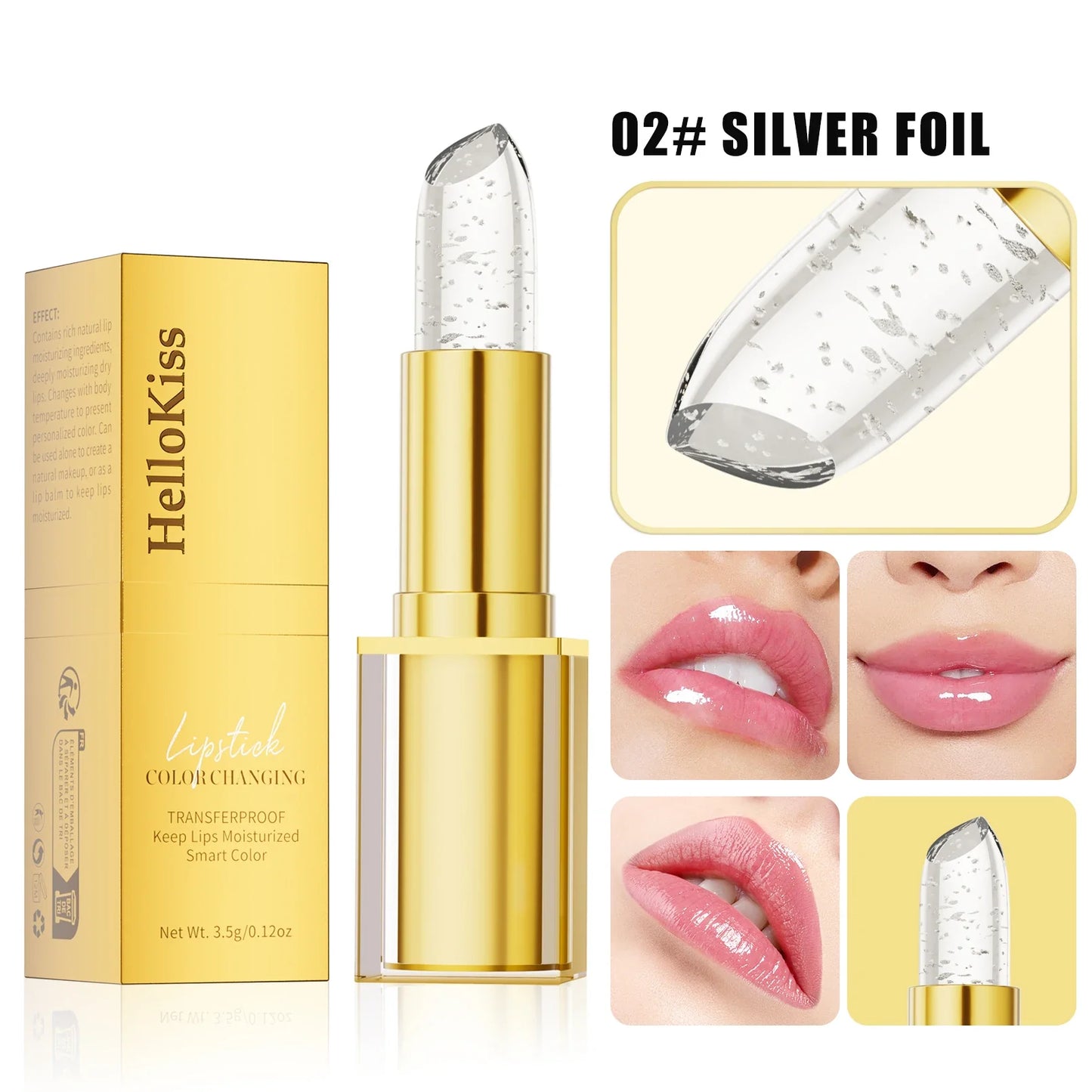 Hello Kiss Gold Foil Color-Change Plumping Lip Balm – Vegan