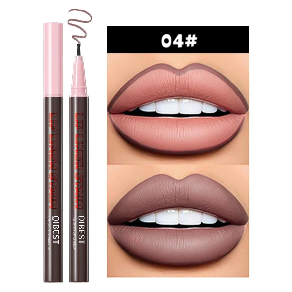 QIBEST Matte Lip Liner Waterproof Sweatproof Multi-color Correcting Liquid Lipstick Pen Brown Lipliner Cosmetics For Women Peaceful Pleasures Health and Wellness 04