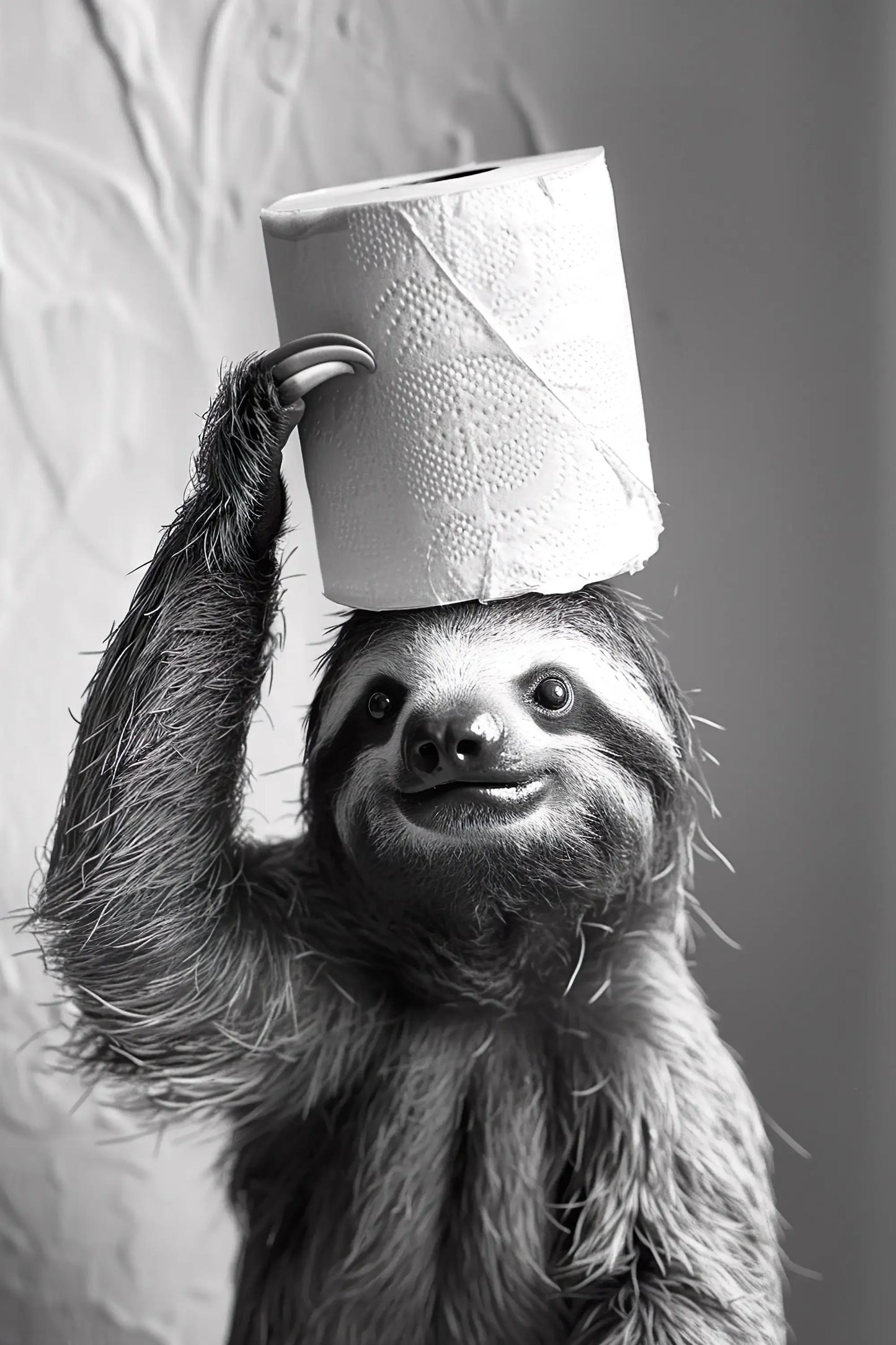 Black & White Cute Animal Toilet Paper Canvas Wall Art Poster