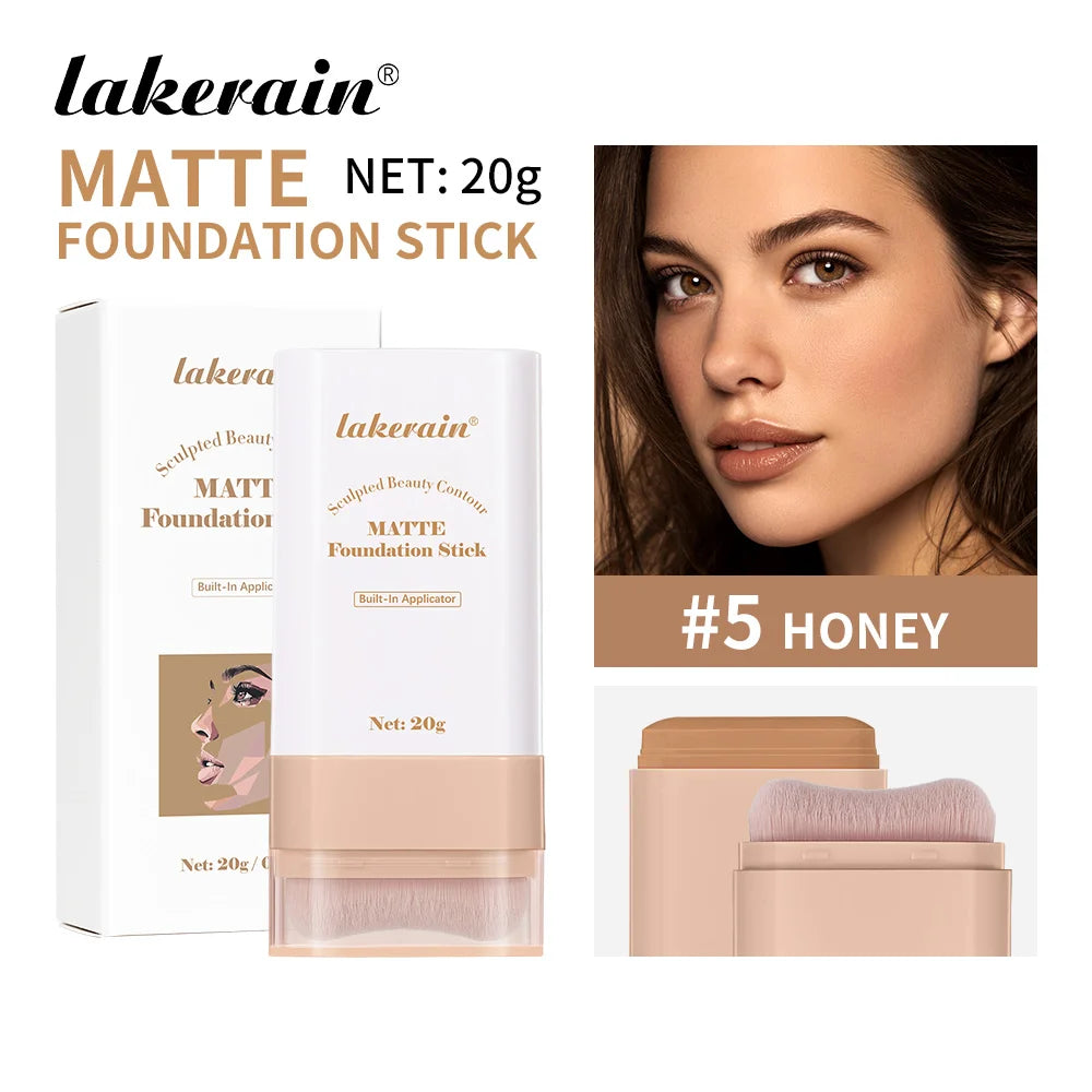 Lakerain Matte Foundation Stick Powerful Coverage Brighten Skin Tone Not Easy Melt Lightweight Smooth Texture Foundation Stick Peaceful Pleasures Health and Wellness Honey