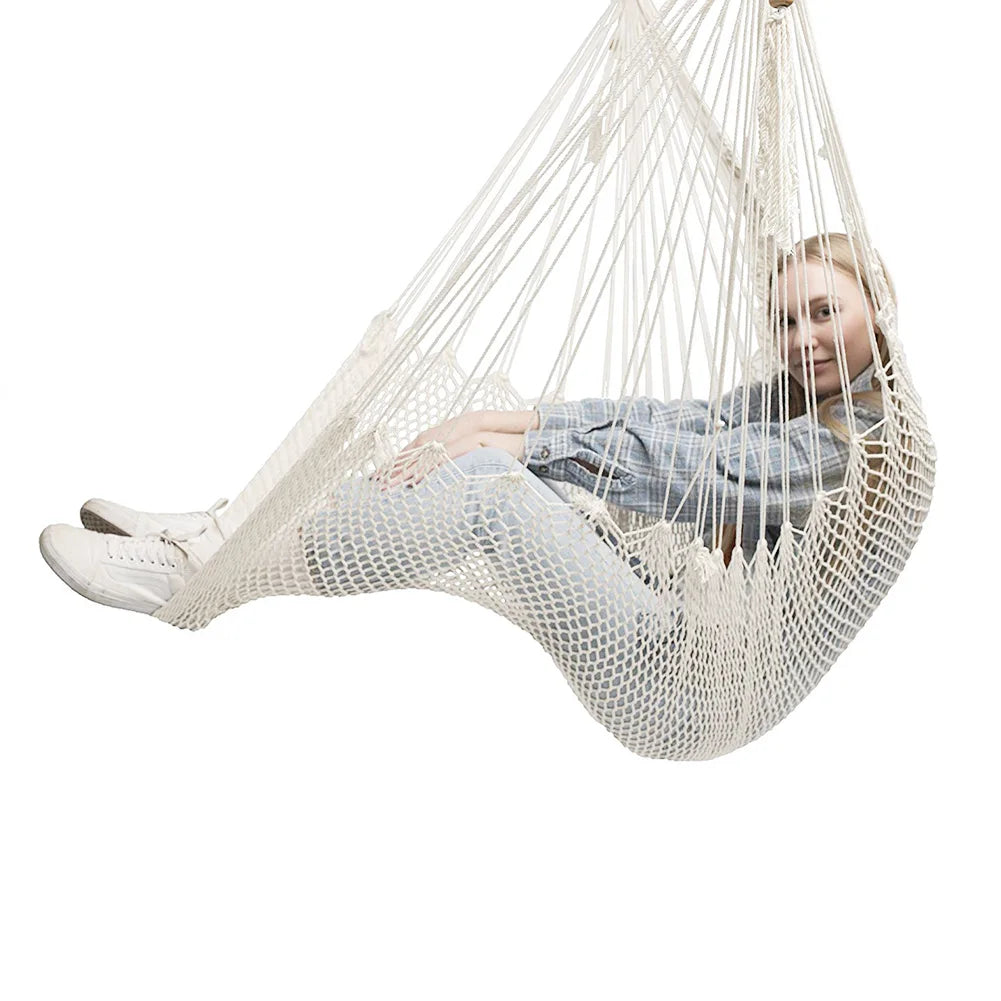 Comfortable Hanging Chair Large Cotton Rope Hammock Chair Indoor Outdoor Use Peaceful Pleasures Health and Wellness