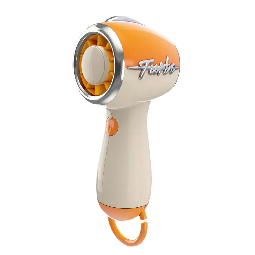 Mini Cooling Electric Fan Portable Super Powerful Wind Electric Fan Silent Turbine High-speed Home Handheld Type-C Charge Fan Peaceful Pleasures Health and Wellness Orange