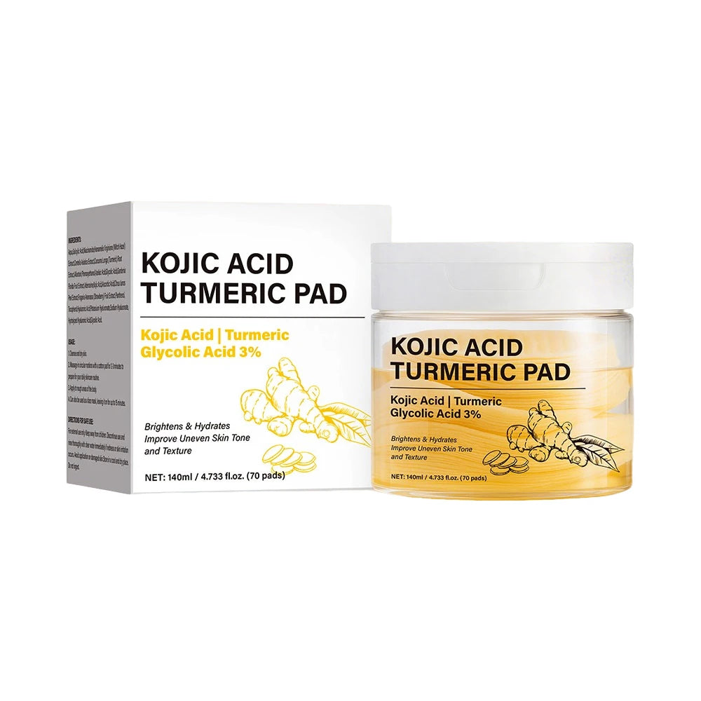 Kojic Acid Turmeric Clarifying Toner Pad & Use After Spot Care, Soothing & Moisturizing with Turmeric, Niacinamide,70 Pads Peaceful Pleasures Health and Wellness 70 pads