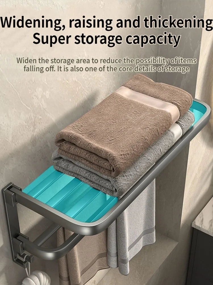 Wall Mounted Space Aluminum Towel Rack 50cm & 60cm | Grey/Black