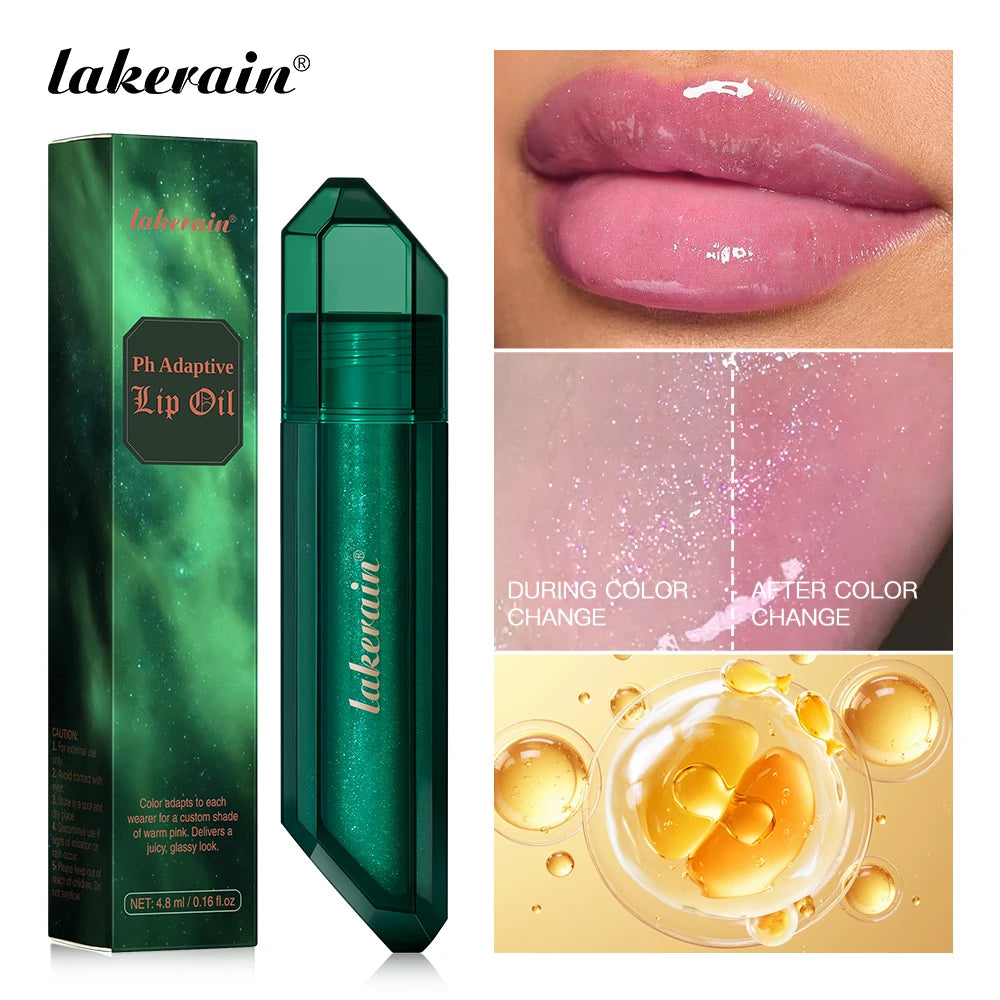 PH Adaptive Color Lip Oil Instant Glass Shine Plumping Finish Iridescent Shine Lip Oil Long-lasting Hydration Smooth Lip Care Peaceful Pleasures Health and Wellness
