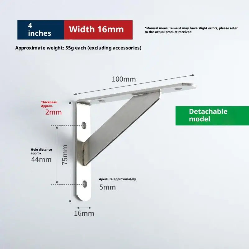 2-Pack Heavy-Duty Stainless Steel L-Shape Wall Angle Brackets
