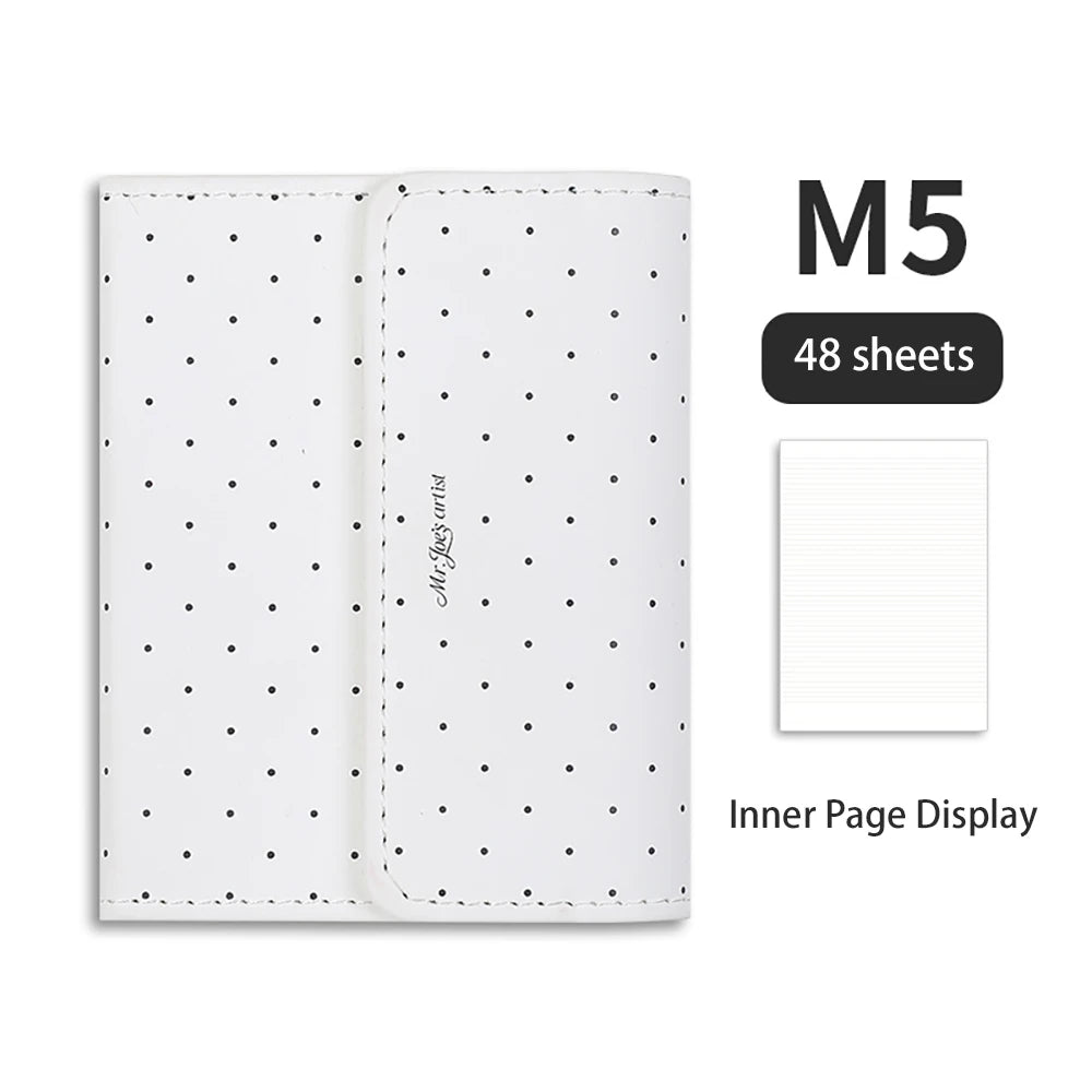 Polka Dot M5 Leather Notebook Instagram Diary DIY Portable Pocket