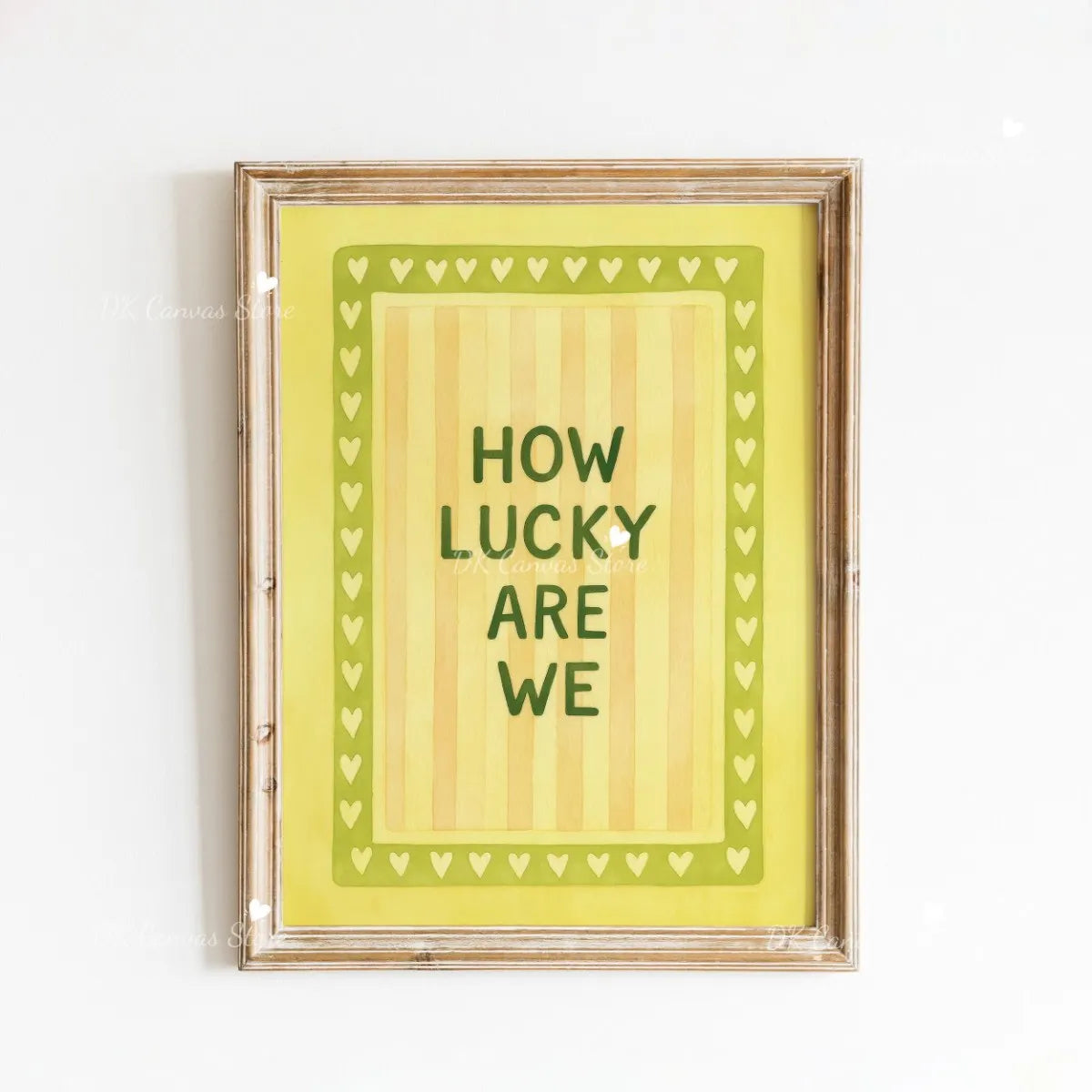 "How Lucky Are We" Quote Canvas Print Poster Modern Heart Stripe Art Prints Bedroom Living Room Wall Art Home Decor Poster Peaceful Pleasures Health and Wellness