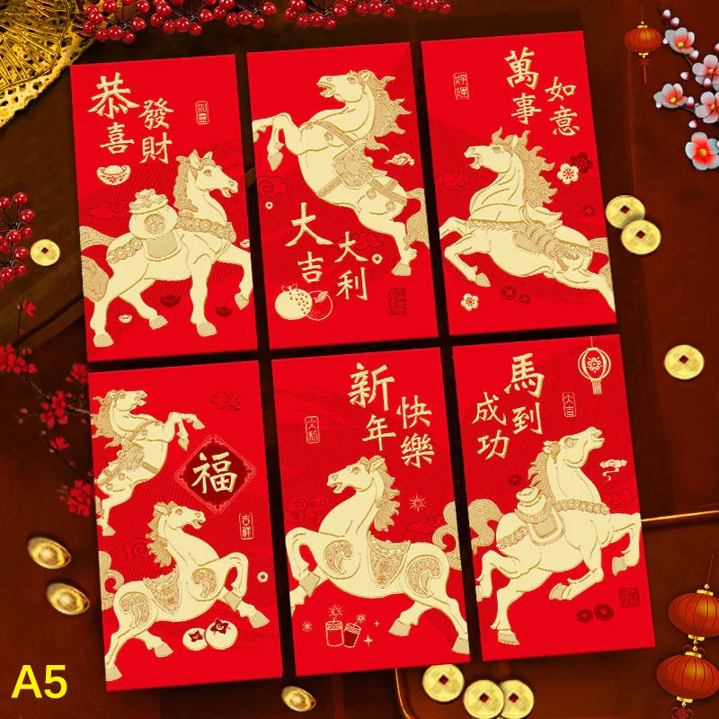 Chinese New Year Red Envelopes Year of the Horse – 6 Pack