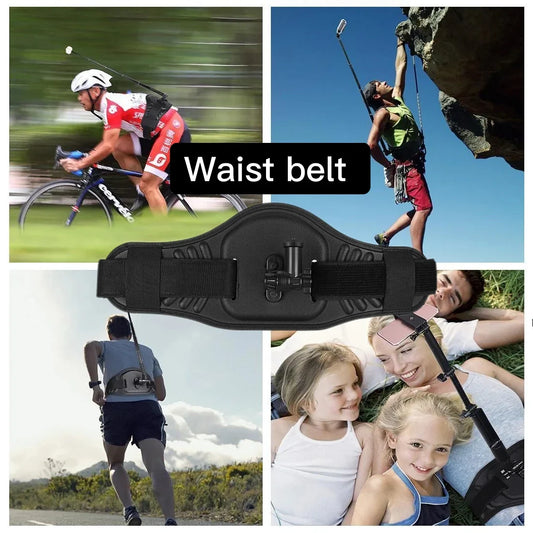 Waist Belt Mount + Selfie Stick for GoPro DJI Insta360 Cameras Action Camera Mount Oasis Select