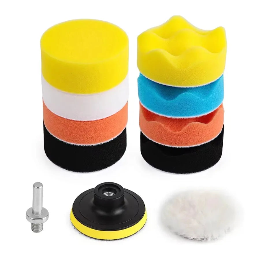 3-Inch Automotive Foam Polishing Pad with Cover, Drill Buffer Kit for Waxing, Glazing, and Polishing Peaceful Pleasures Health and Wellness 11pcs