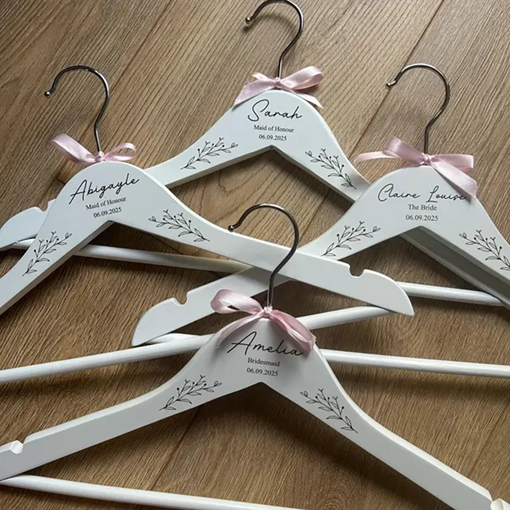 Personalized Engraved Floral Wedding Dress Hanger | Bridal Gift