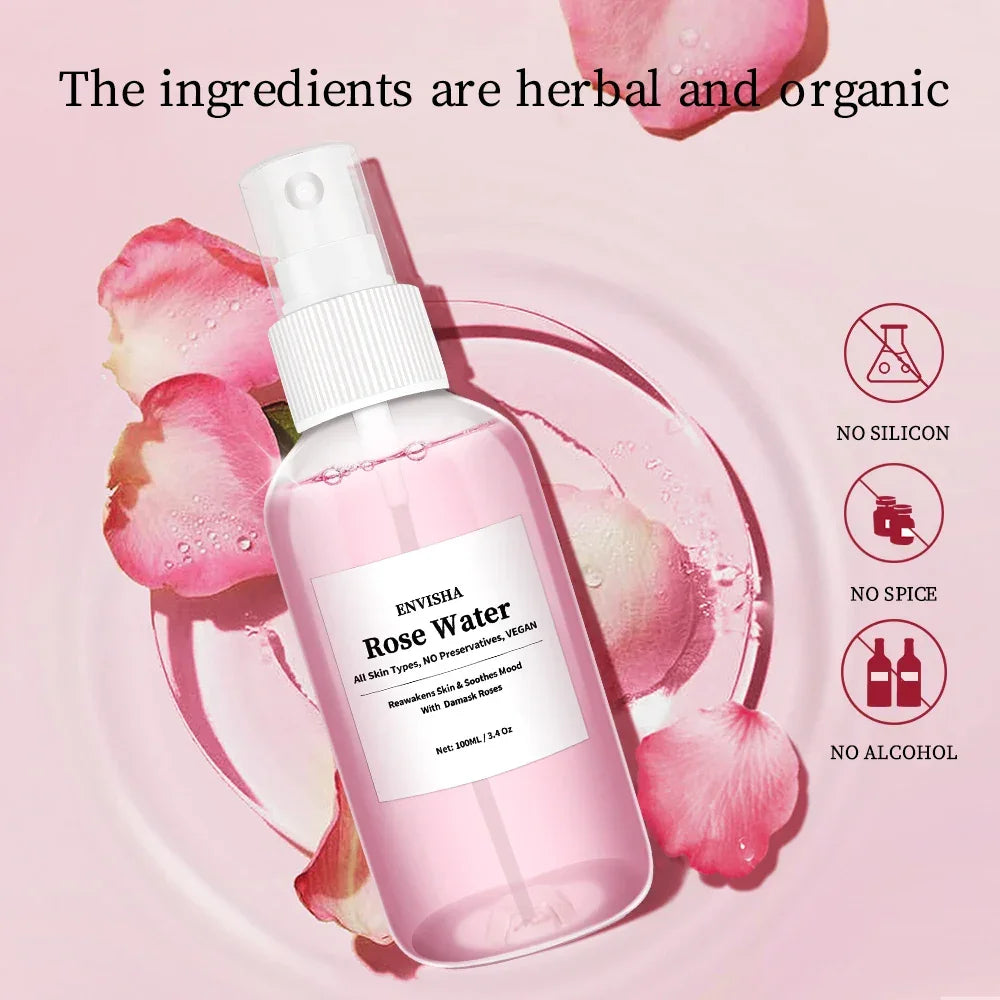 ENVISHA Rose Water Facial Toner – Hydrating & Pore-Minimizing Serum Peaceful Pleasures Health and Wellness