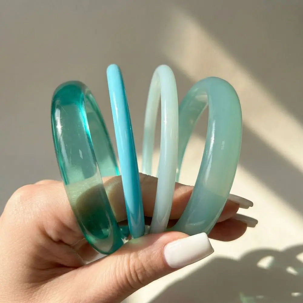 4Pcs Acrylic Stackable Bangle Set – Geometric Resin Bracelets Stackable Bangle Set Peaceful Pleasures Health and Wellness