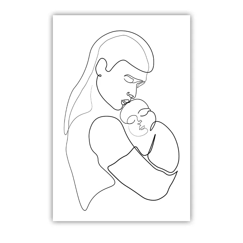 Nordic Mother & Baby Abstract Canvas Wall Art | Minimalist Print Canvas Wall Art Peaceful Pleasures Health and Wellness 03 30x40cm No Frame China Mainland
