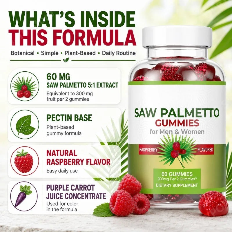 Saw Palmetto Gummies Raspberry | Non-GMO Gluten-Free 60ct